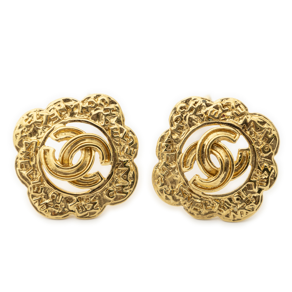 Chanel CC Flower Clip On Earrings